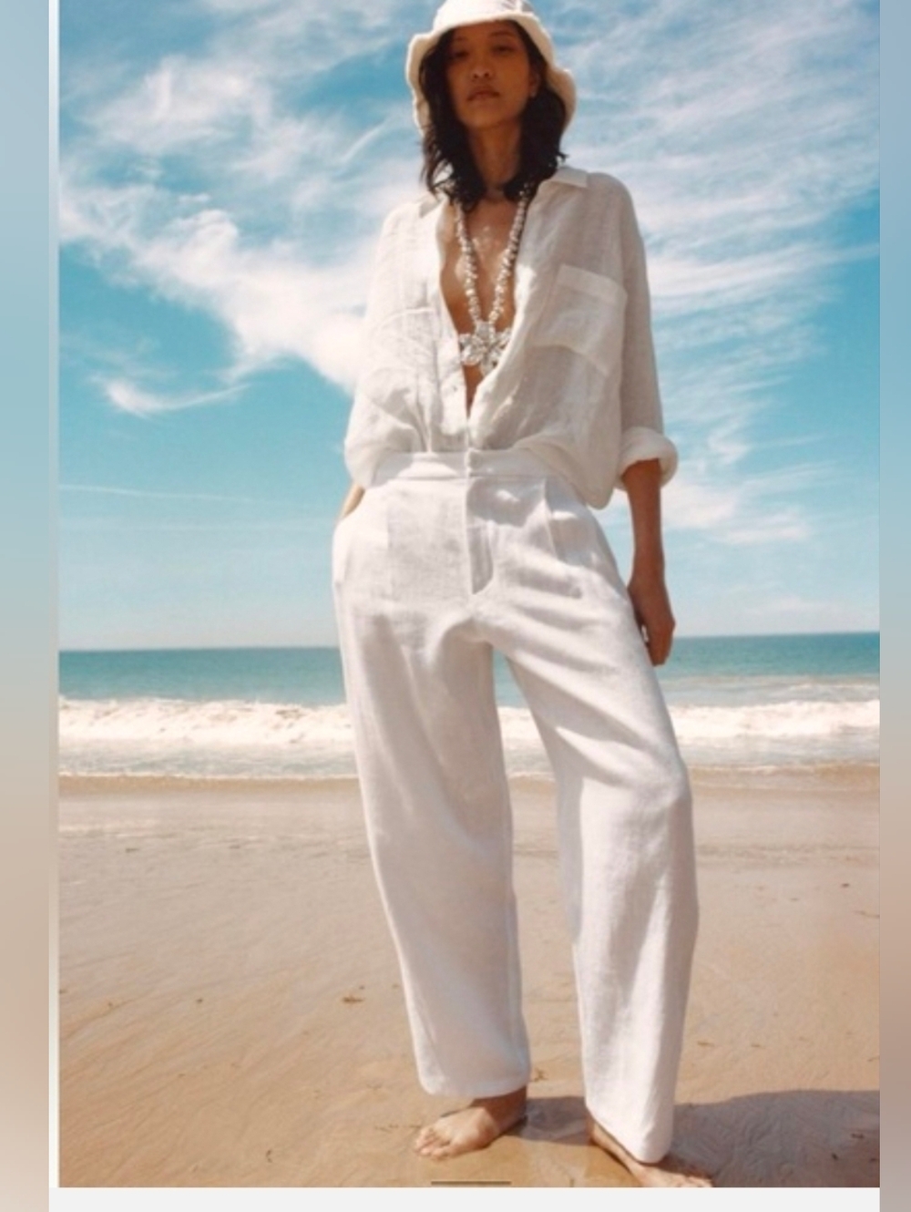 Sz M ZARA NWT LINEN PANTS ZW COLLECTION Brand New